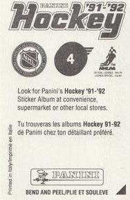 1991-92 Panini Stickers #4 NHL Logo 75th Anniversary Logo Back