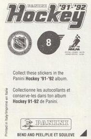 1991-92 Panini Stickers #8 Steve Larmer Back