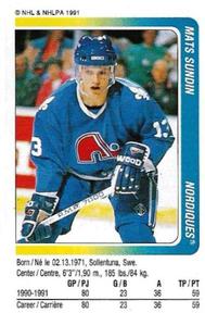 1991-92 Panini Stickers #255 Mats Sundin Front