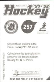 1991-92 Panini Stickers #257 Joe Sakic Back
