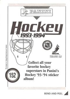 1993-94 Panini Stickers #152 Jocelyn Lemieux Back