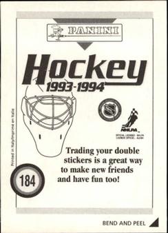 1993-94 Panini Stickers #184 Paul Ranheim Back