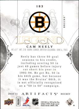 2010-11 Upper Deck Artifacts #183 Cam Neely Back