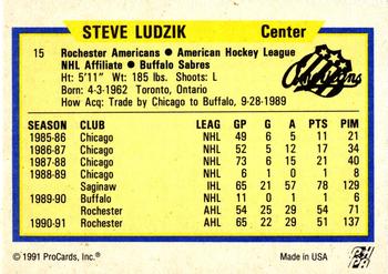 1991-92 ProCards AHL/IHL/CoHL #15 Steve Ludzik Back