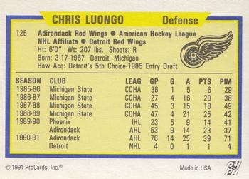 1991-92 ProCards AHL/IHL/CoHL #125 Chris Luongo Back
