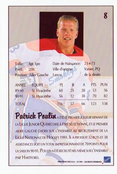 1991 Ultimate Draft - French #8 Patrick Poulin Back