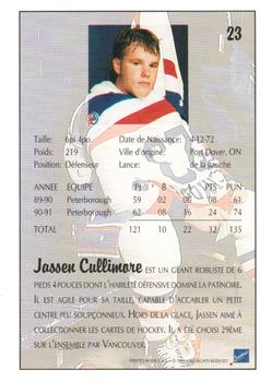 1991 Ultimate Draft - French #23 Jassen Cullimore Back