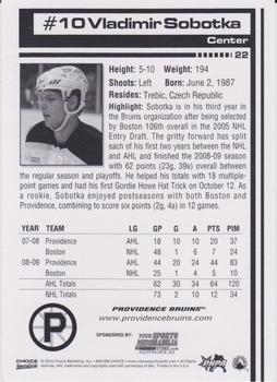 2009-10 Choice Providence Bruins (AHL) #22 Vladimir Sobotka Back