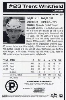 2009-10 Choice Providence Bruins (AHL) #24 Trent Whitfield Back