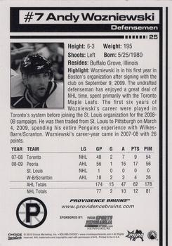2009-10 Choice Providence Bruins (AHL) #25 Andy Wozniewski Back