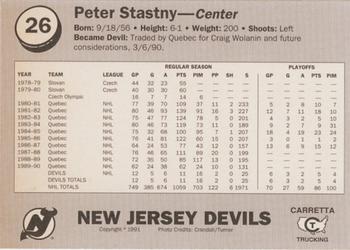 1990-91 Pro Set Hockey Card Peter Stastny New Jersey Devils #175