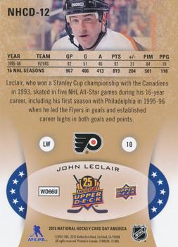 2015 Upper Deck National Hockey Card Day USA #NHCD-12 John LeClair Back