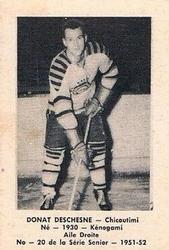 1951-52 Bedard & Donaldson (Laval Dairy) QSHL #20 Donat Deschenes Front