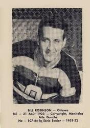 1951-52 Bedard & Donaldson (Laval Dairy) QSHL #107 Bill Robinson Front