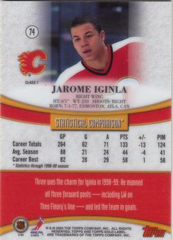 1999-00 Topps Gold Label #74 Jarome Iginla  Back