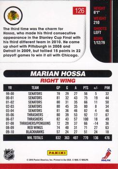 2010-11 Score #126 Marian Hossa  Back
