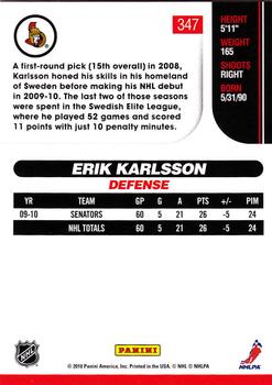 2010-11 Score #347 Erik Karlsson  Back