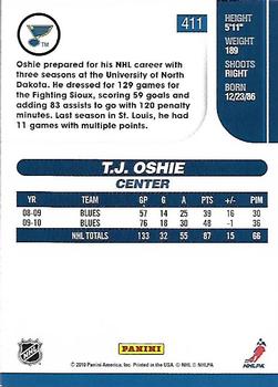 2010-11 Score #411 T.J. Oshie  Back
