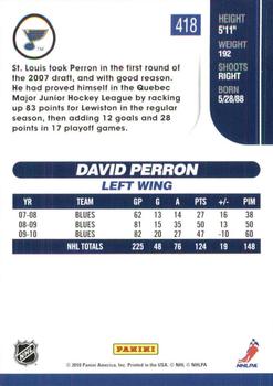 2010-11 Score - Glossy #418 David Perron  Back