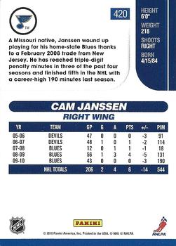 2010-11 Score - Glossy #420 Cam Janssen  Back