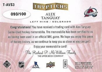 2014-15 Upper Deck Trilogy - Tryptichs #T-AVS3 Alex Tanguay Back