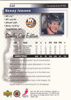 1999-00 Upper Deck MVP Stanley Cup Edition #114 Kenny Jonsson Back