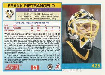 1991-92 Score Canadian English #425 Frank Pietrangelo Back