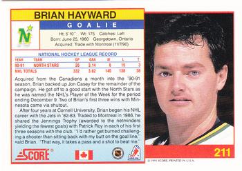 1991-92 Score Canadian English #211 Brian Hayward Back