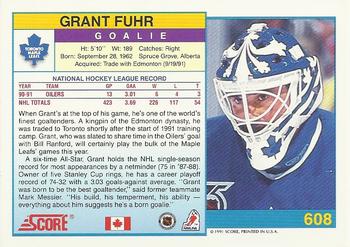 1991-92 Score Canadian English #608 Grant Fuhr Back
