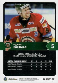 2012-13 SHL Elitset #27 Christian Backman Back