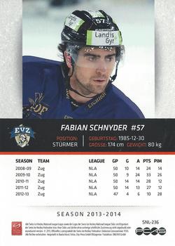 2013-14 PCAS Swiss National League #SNL-236 Fabian Schnyder Back