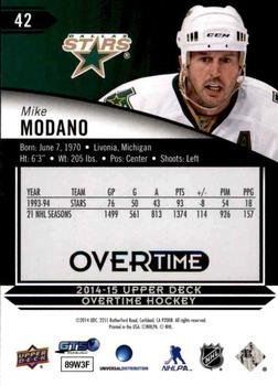 2014-15 Upper Deck Overtime - Blue #42 Mike Modano Back