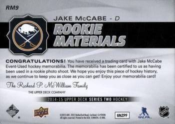 2014-15 Upper Deck - Rookie Materials #RM9 Jake McCabe Back