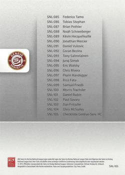 2011-12 PCAS Swiss National League #SNL-105 Checkliste Genève-Servette HC Back
