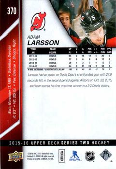 2015-16 Upper Deck #370 Adam Larsson Back