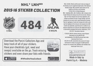 2015-16 Panini Stickers #484 Game 5 Stanley Cup Final Back