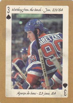 2005 Hockey Legends Wayne Gretzky Playing Cards #3♠ Watching from the bench - Jan. 23/84 Front