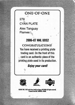 2006-07 Upper Deck - Printing Plates Cyan #279 Alex Tanguay Back