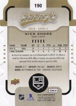 2015-16 Upper Deck MVP - Colours and Contours #190 Nick Shore Back