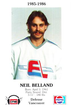 1985-86 Fredericton Express (AHL) Police #23 Neil Belland Front