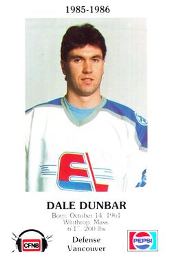1985-86 Fredericton Express (AHL) Police #24 Dale Dunbar Front