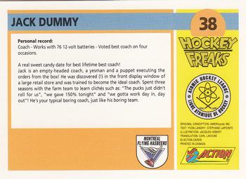 1992 Action Hockey Freaks #38 Jack Dummy Back