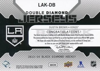 2013-14 Upper Deck Black Diamond - Double Diamond Jerseys #LAK-DB Dustin Brown Back
