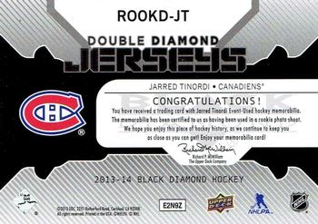 2013-14 Upper Deck Black Diamond - Double Diamond Jerseys #ROOKD-JT Jarred Tinordi Back