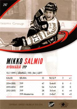 2015-16 Cardset Finland #247 Mikko Salmio Back