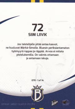 2015-16 Cardset Finland - On the Radar #OTR1 Siim Liivik Back