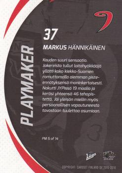 2015-16 Cardset Finland - Playmakers #PM5 Markus Hännikäinen Back