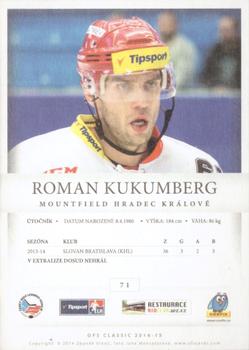 2014-15 OFS Classic #71 Roman Kukumberg Back