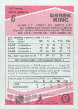 1989-90 O-Pee-Chee - Tembec Test White Backs #6 Derek King Back