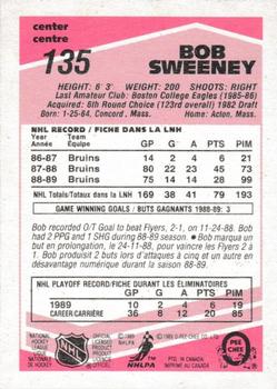 1989-90 O-Pee-Chee - Tembec Test White Backs #135 Bob Sweeney Back